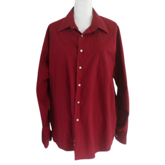 Haggar Mens XL Red Button Down Long Sleeve Shirt - Picture 5 of 7